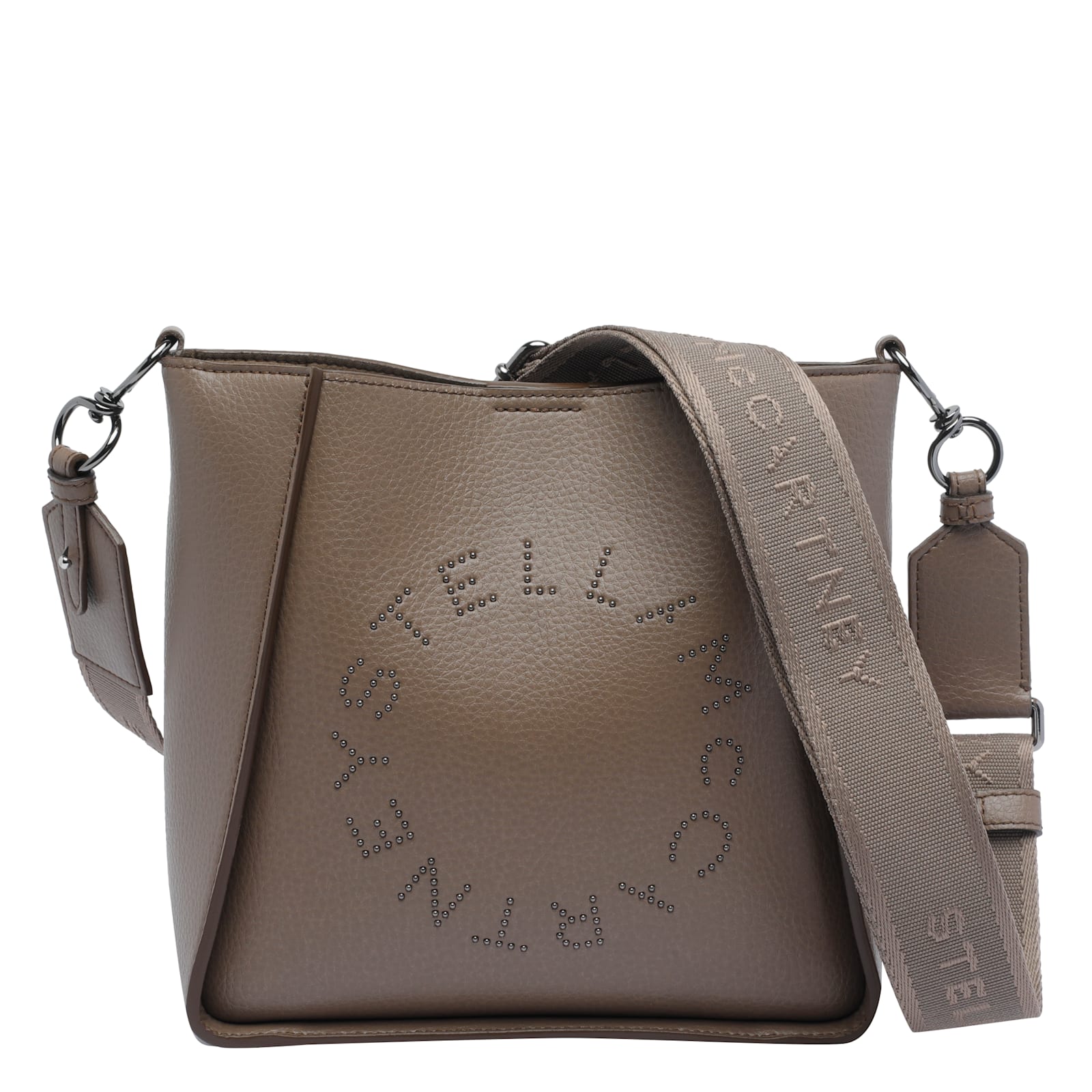 Stella Mccartney Adjustable Strap Crossbody Bag Logo In Brown