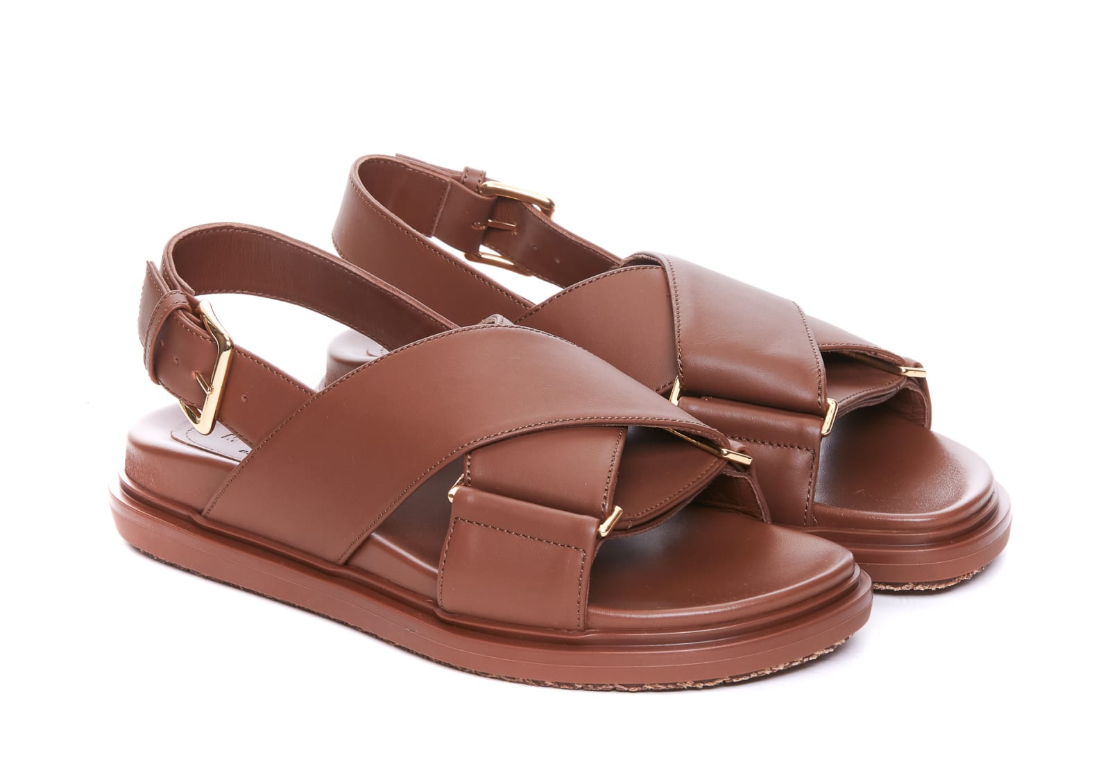 Shop Marni Fussbett Sandals In Brown