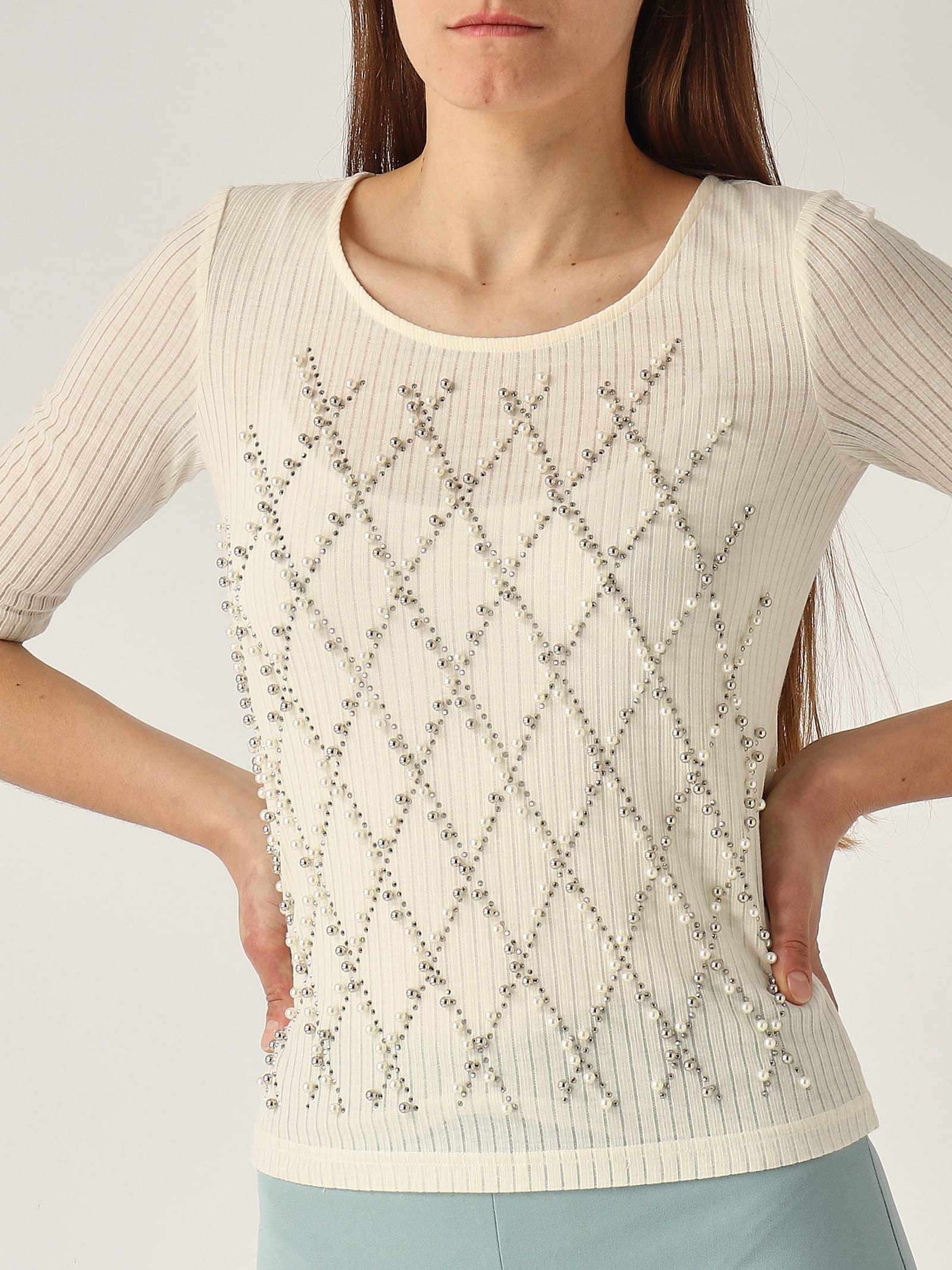 Twinset Poliestere Top-wear In Neutral