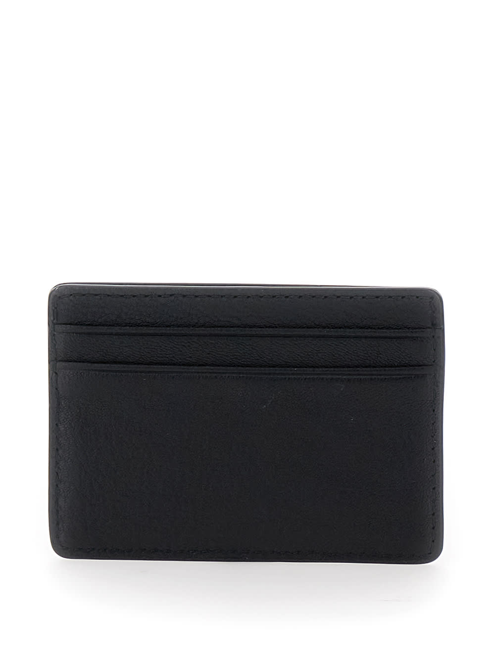 MICHAEL MICHAEL KORS BLACK CARD-HOLDER WITH LOGO LETTERING IN LEATHER WOMAN 