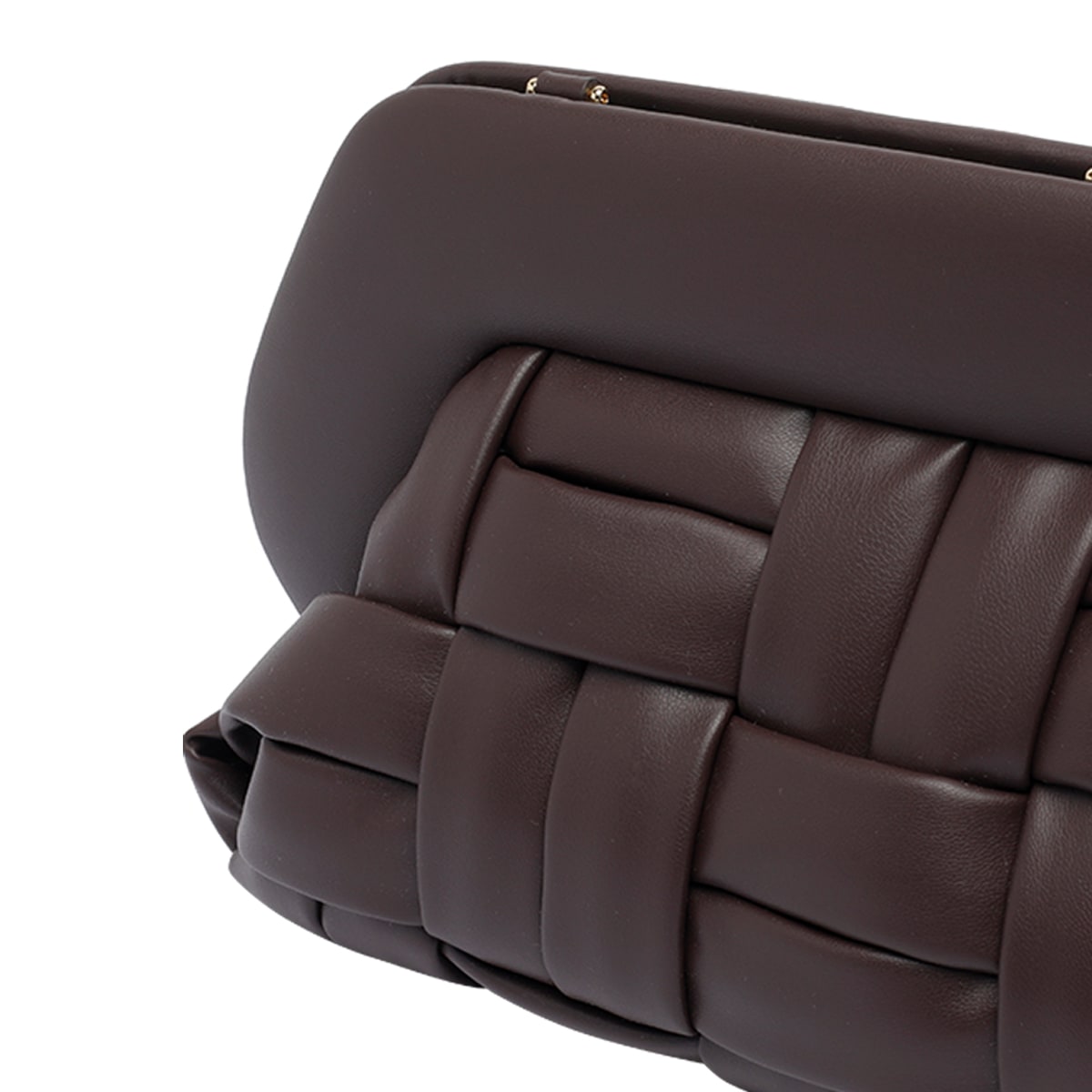 Themoirè Tia Ebony Clutch Bag With Woven Motif And Shoulder Strap In Brown