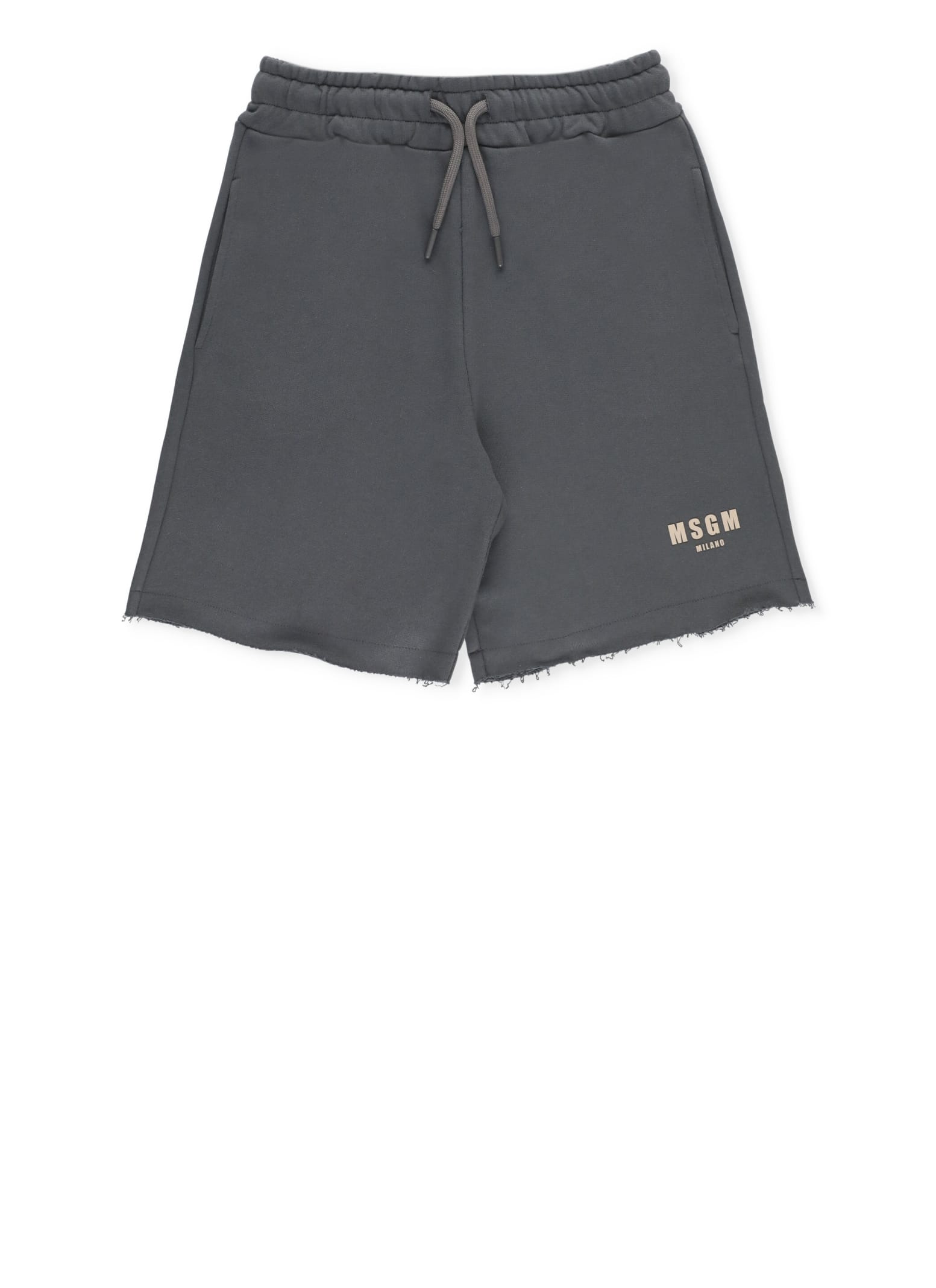 Shop Msgm Bermuda Shorts With Logo In Grey