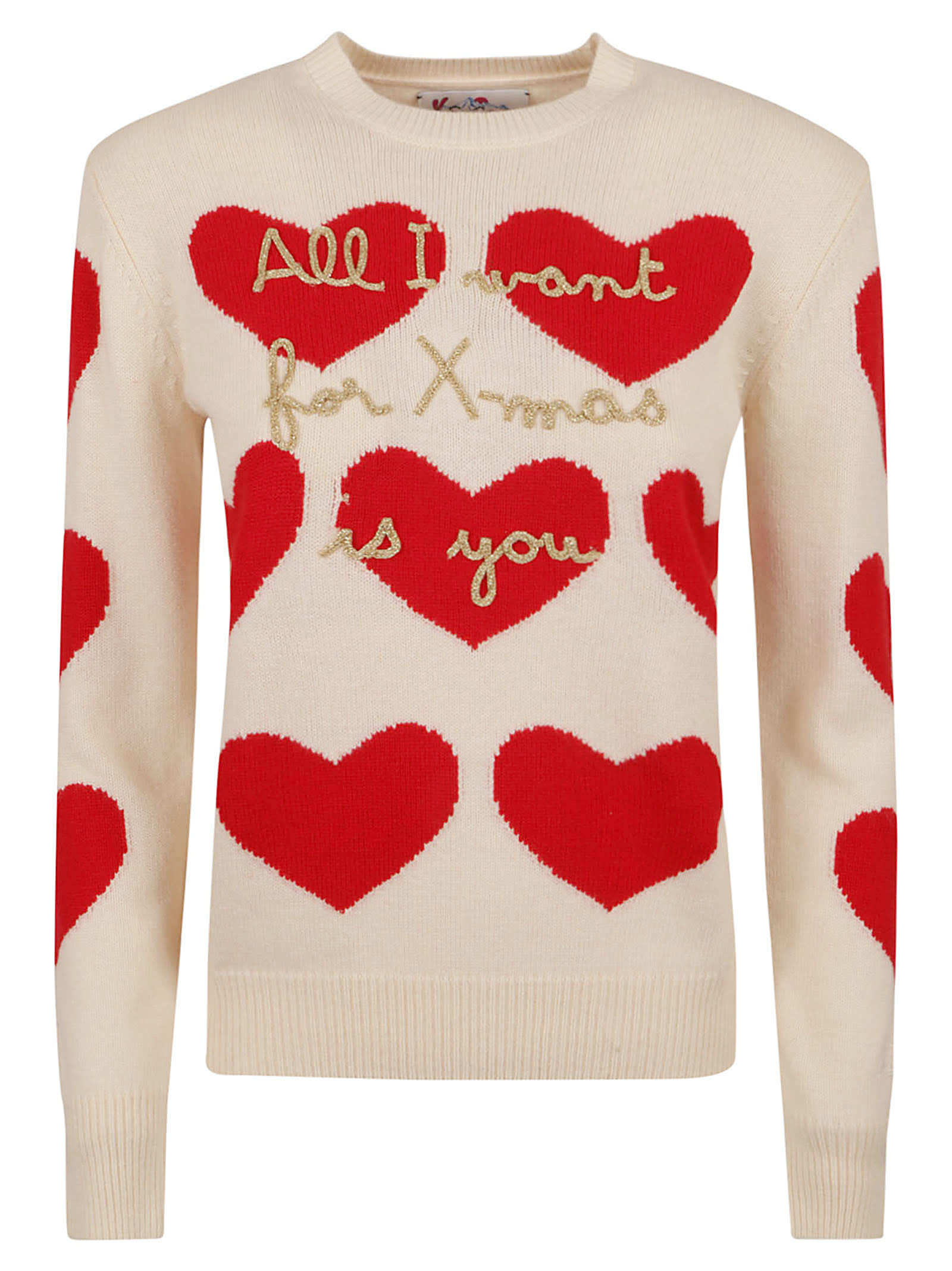 Shop Mc2 Saint Barth Heart Motif Embroidered Trim Sweater In All I Want 10