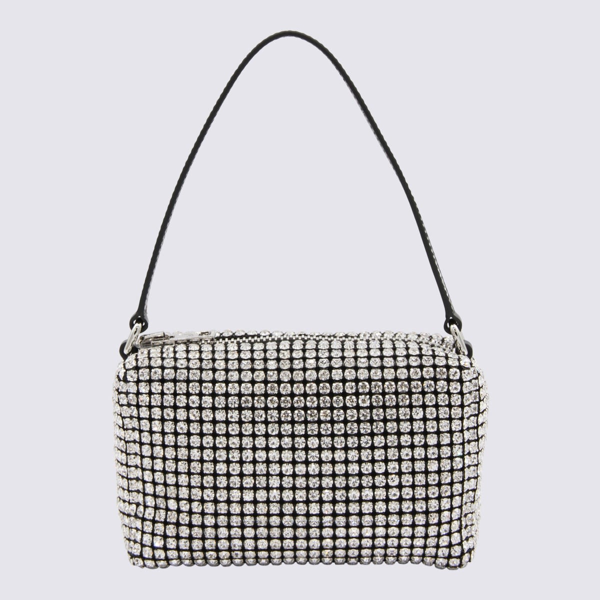 Shop Alexander Wang Silver-tone Rhinestones Shoulder Bag In White