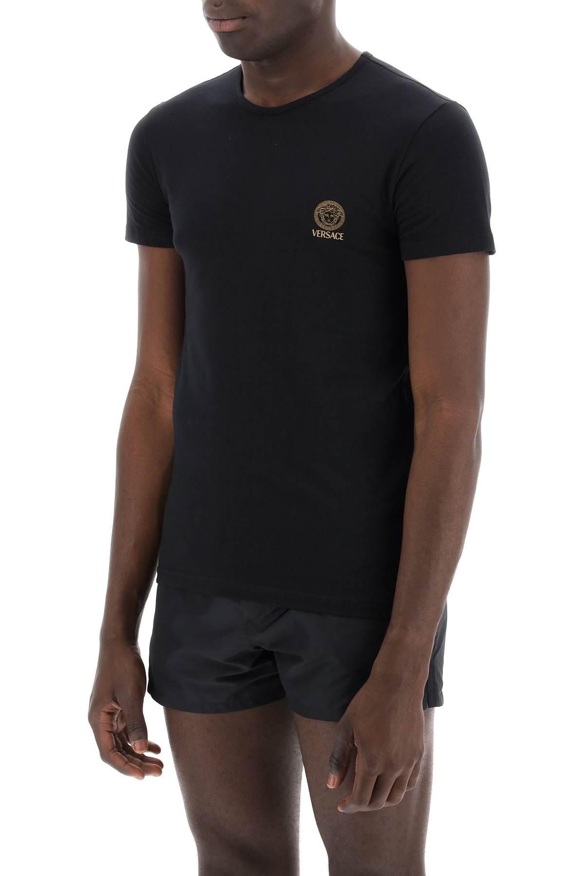 Shop Versace Medusa Underwear T-shirt Bi-pack In Black (black)