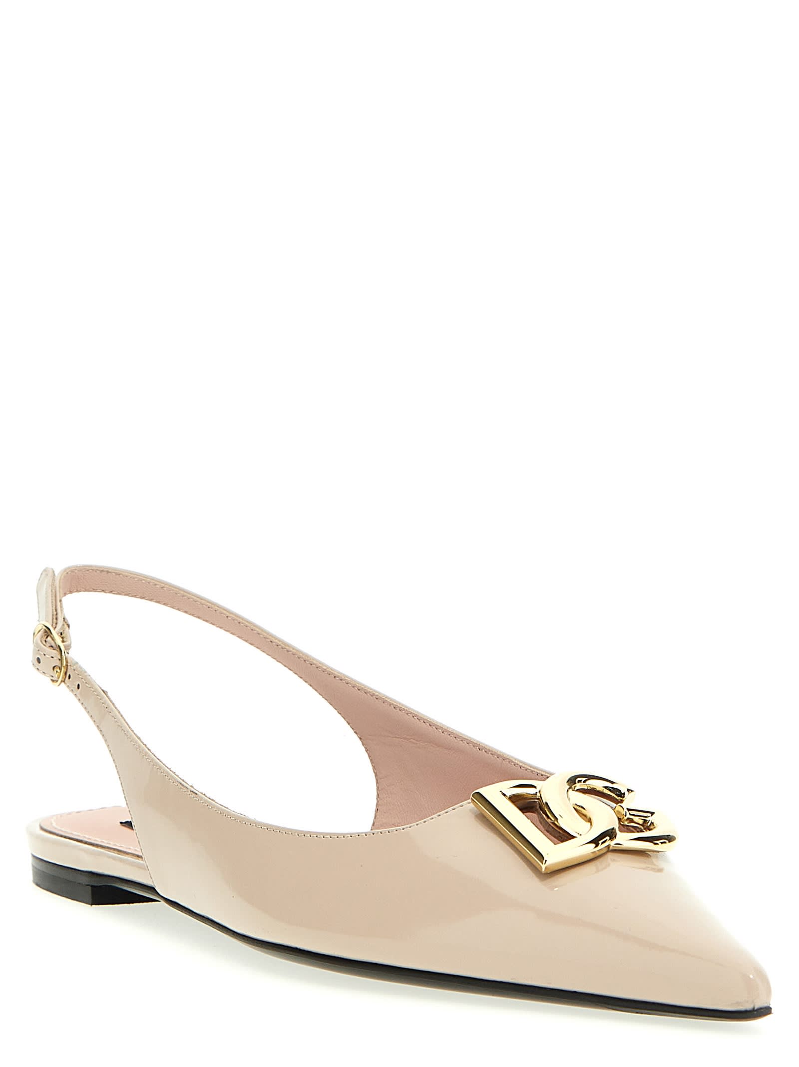 Shop Dolce & Gabbana Logo Slingback Ballet Flats In Pink