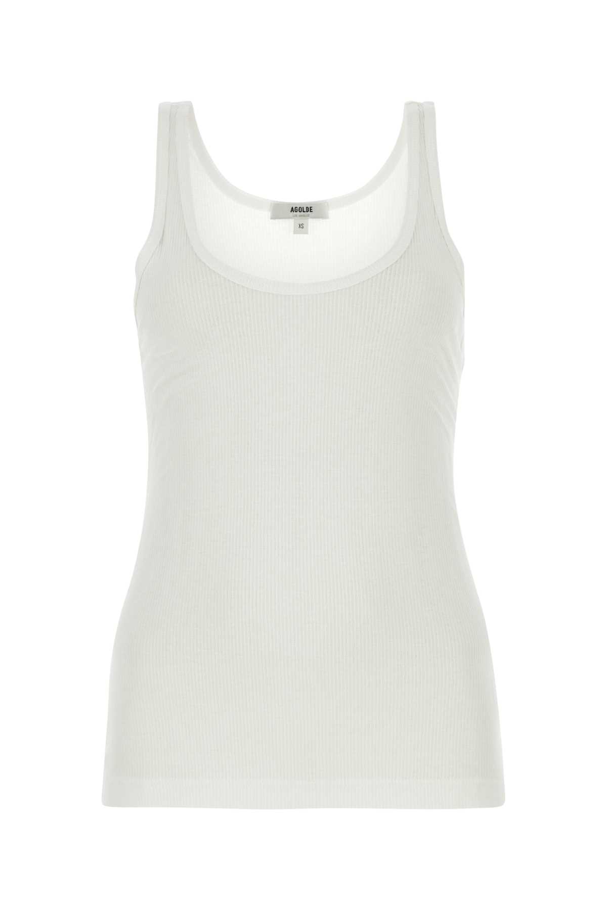 White Stretch Viscose Tank Top