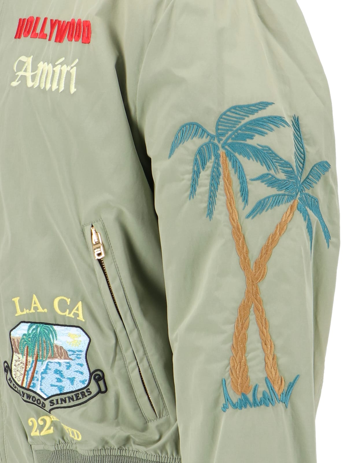 Amiri Embroidered Casual Jacket With Colorful Patches In Green