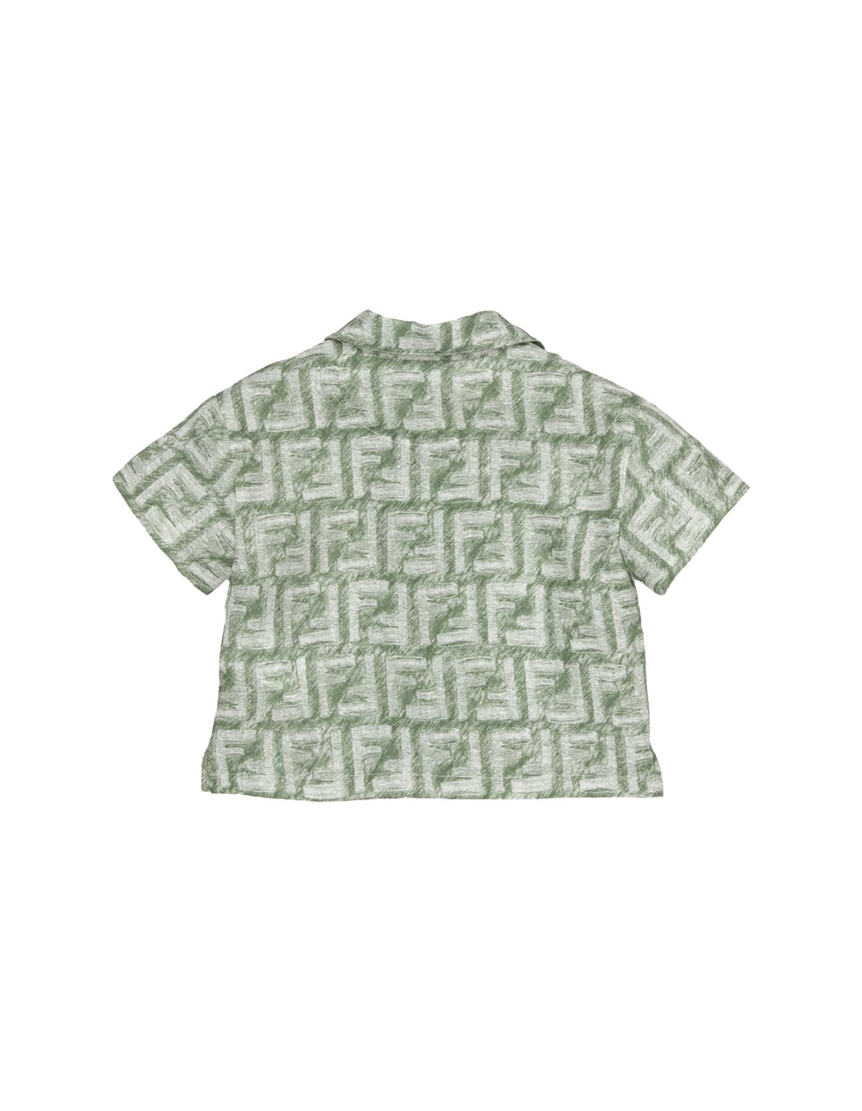 Shop Fendi Bowling Shirt With Green Monogram Motif