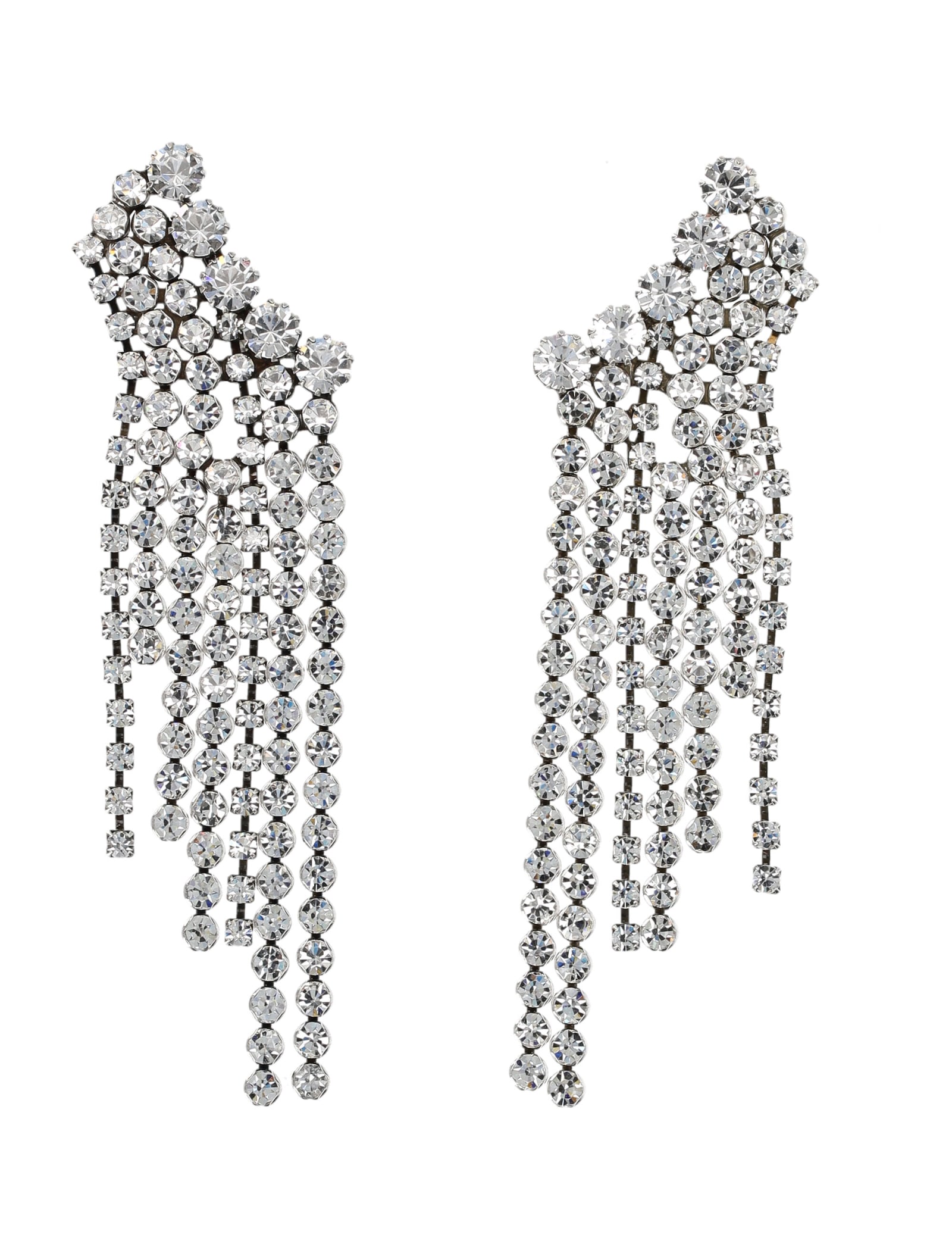 Shop Isabel Marant Fringe Strass Earrings In Silver