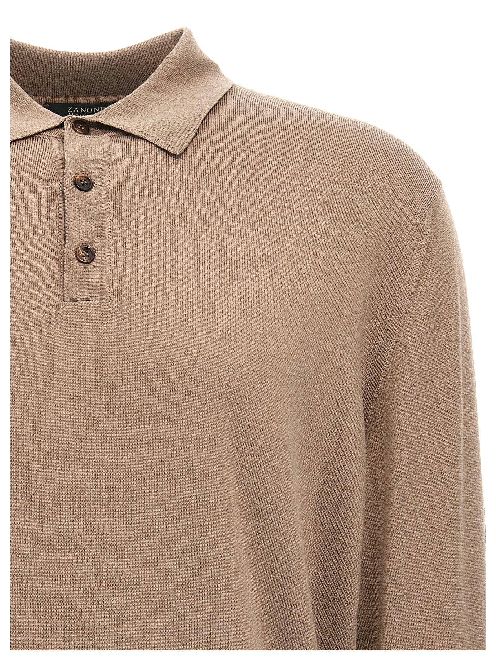 Shop Zanone Wool Polo Shirt In Beige