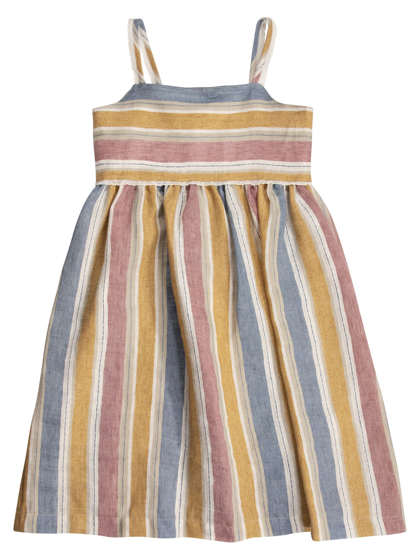 Shop Il Gufo Striped Linen-blend Dress In Amber