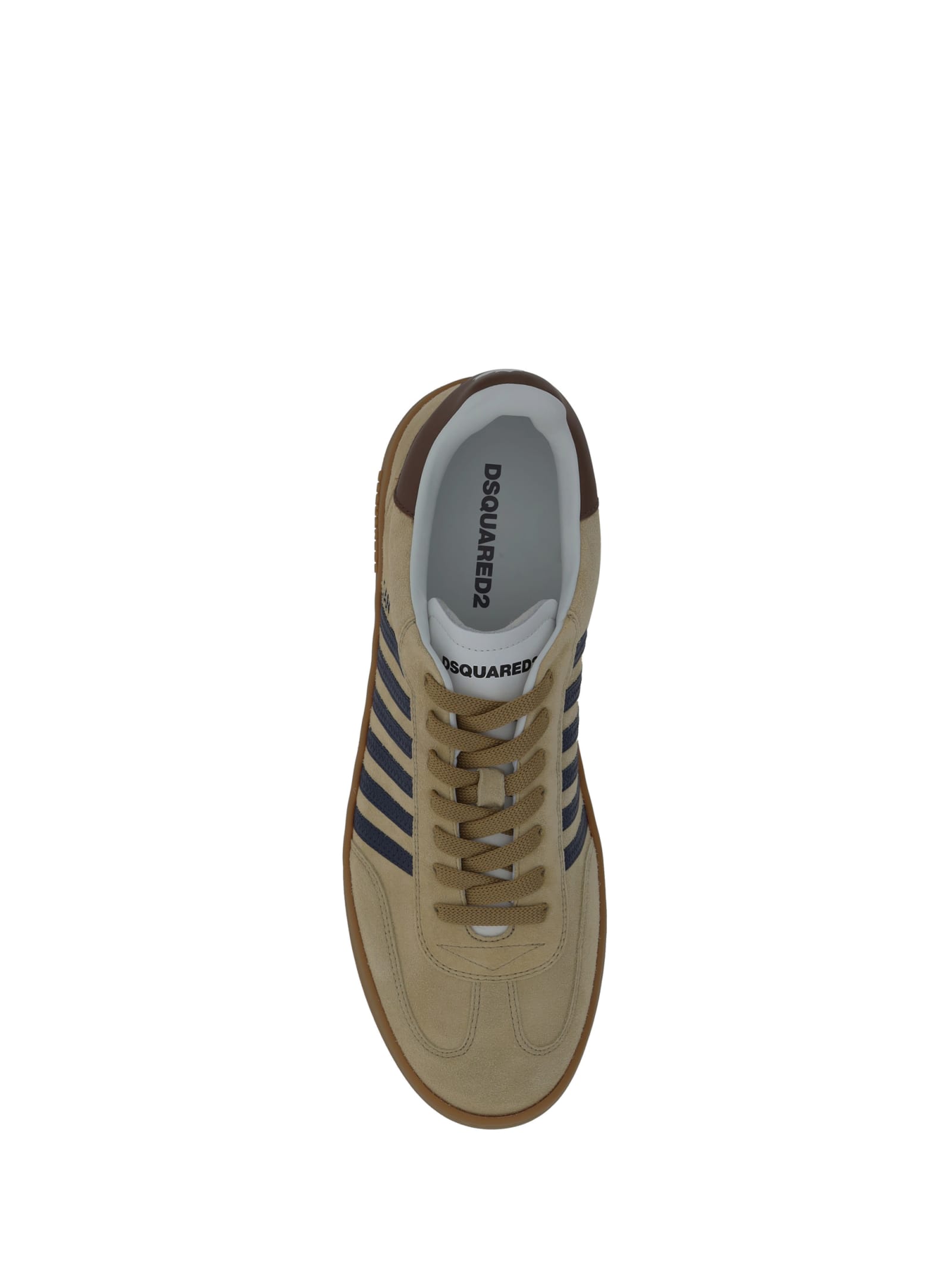 Shop Dsquared2 Boxer Sneakers In Beige+blu+marrone