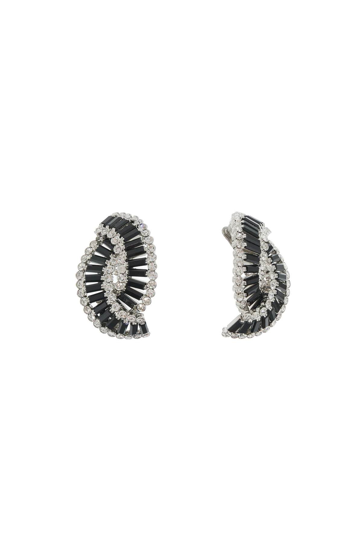 Shop Alessandra Rich Braided Earrings In Black-silver (silver)