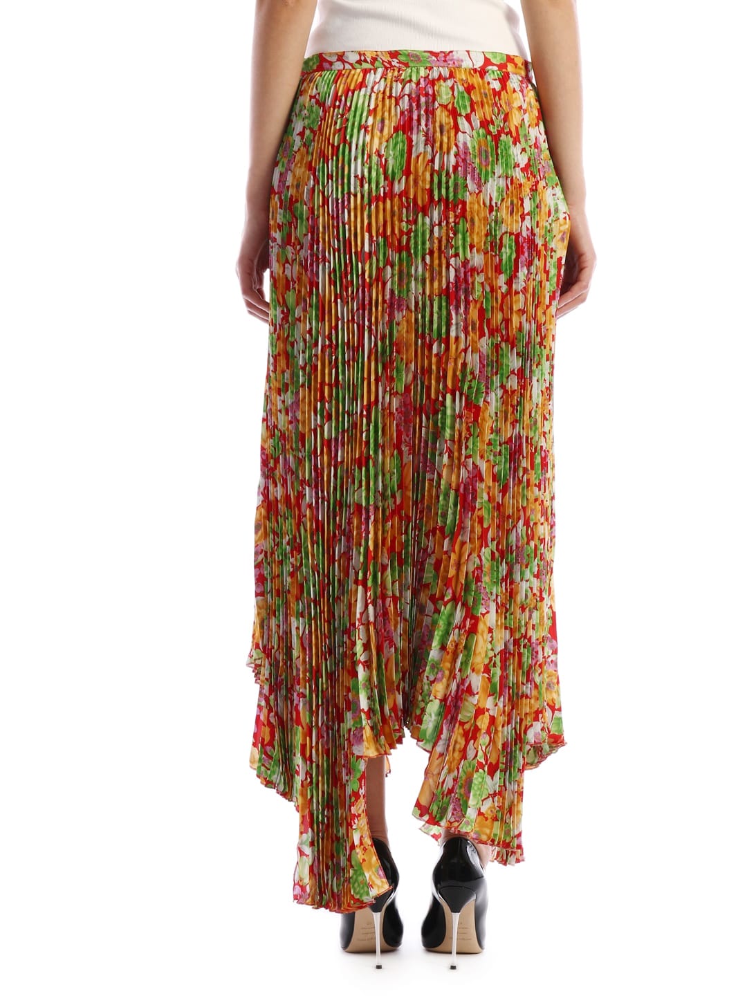 Shop Plan C Floral Plissè Skirt In Multicolor