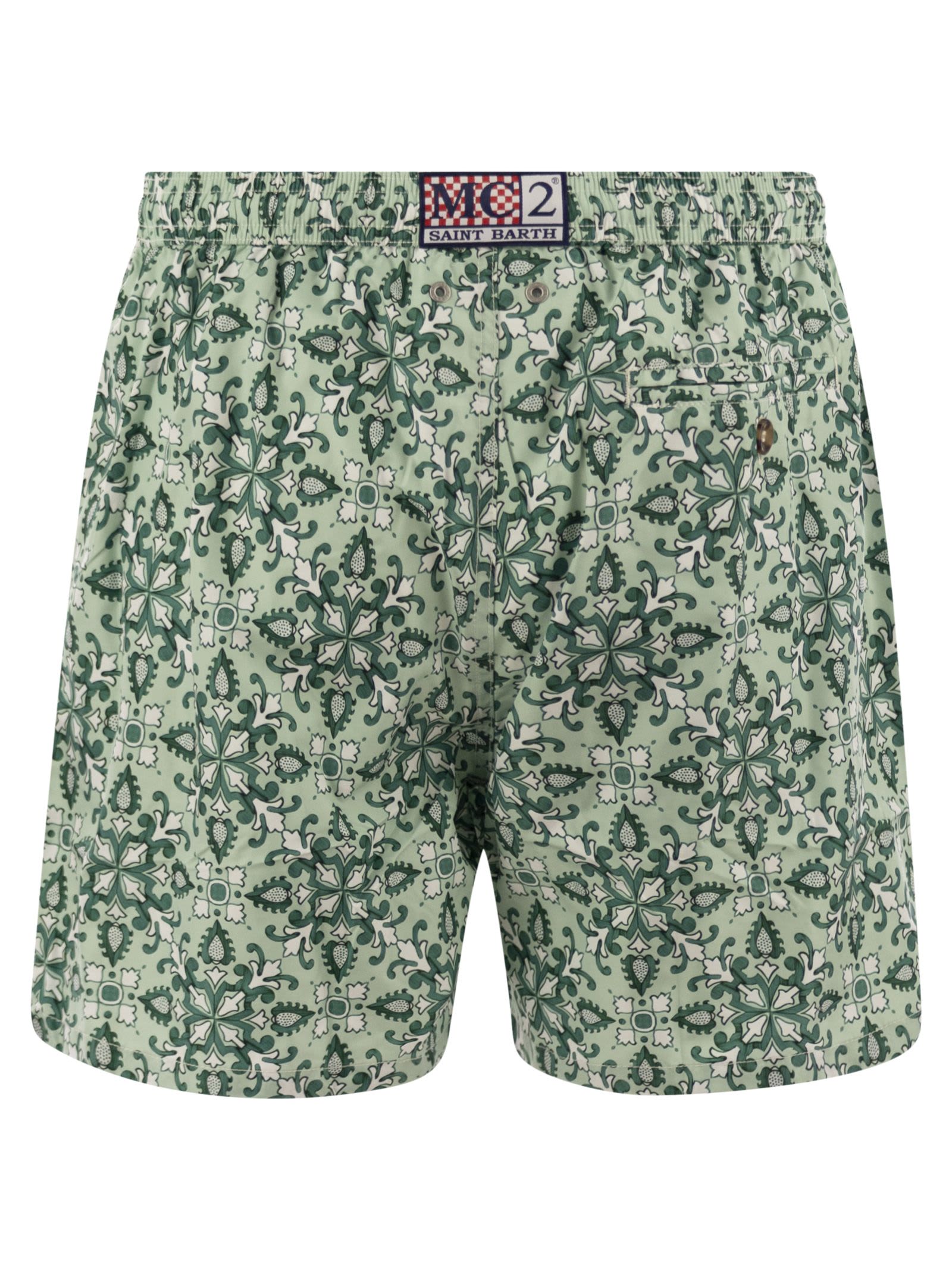 Mc2 Saint Barth Lightweight Fabric Swimming Costume With Print In Green