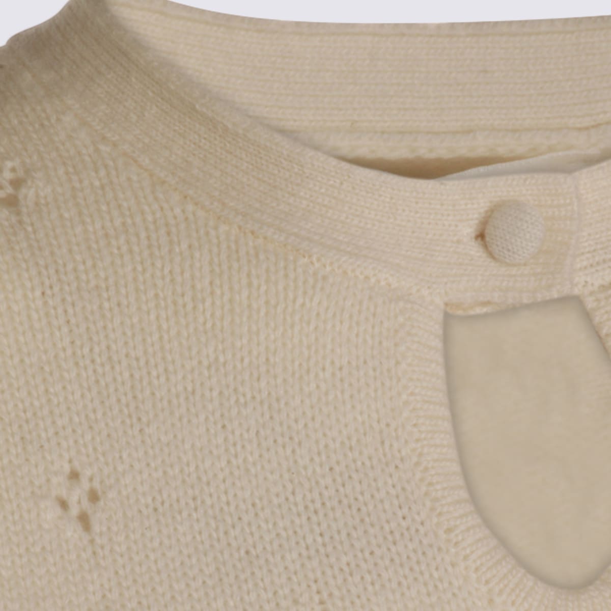Chloé Wool And Cashmere Fitted Sweater With An Openwork Motif Clothing In Neutral