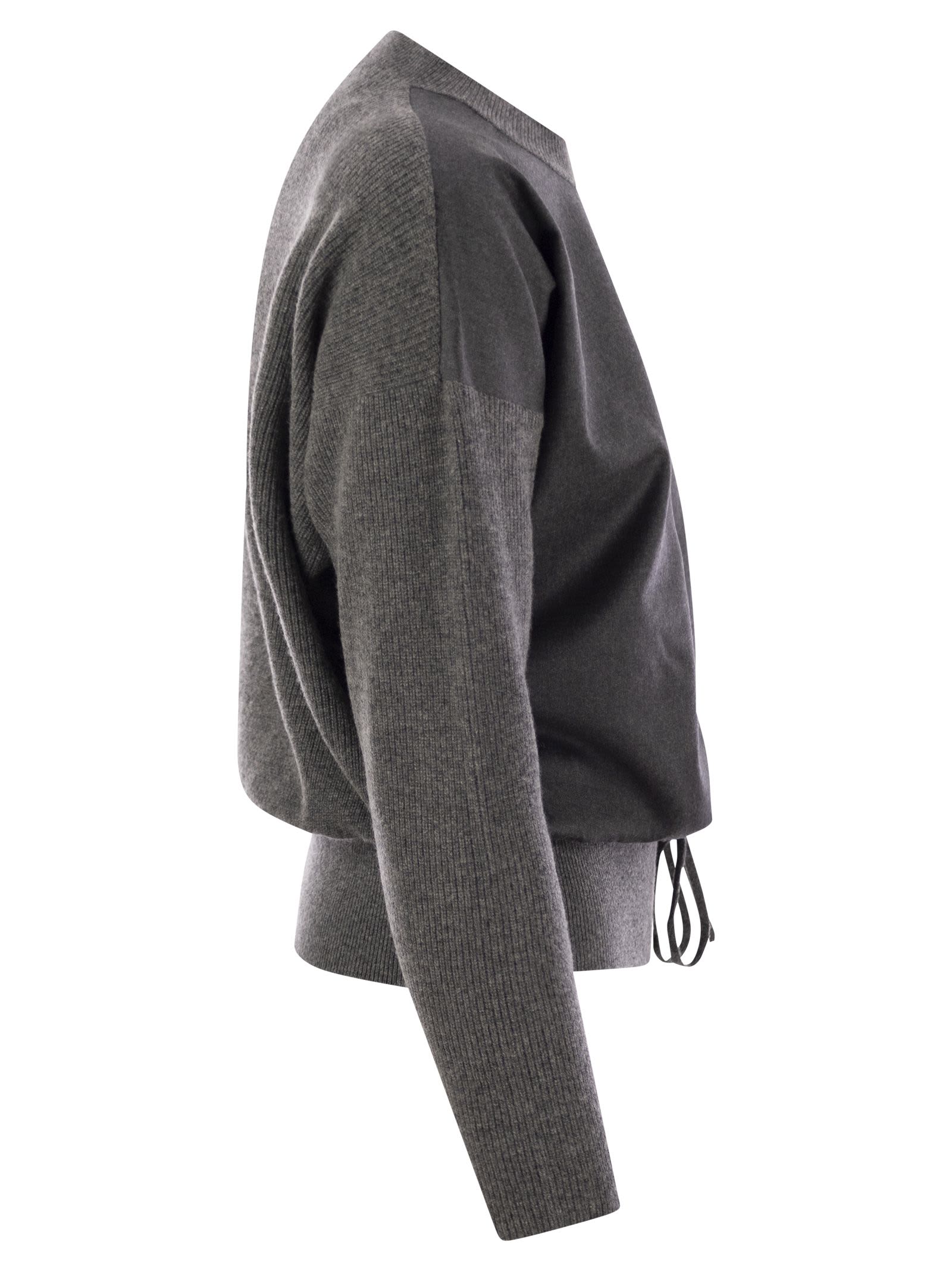 Shop Fabiana Filippi Cropped Crew-neck Sweater In Grey