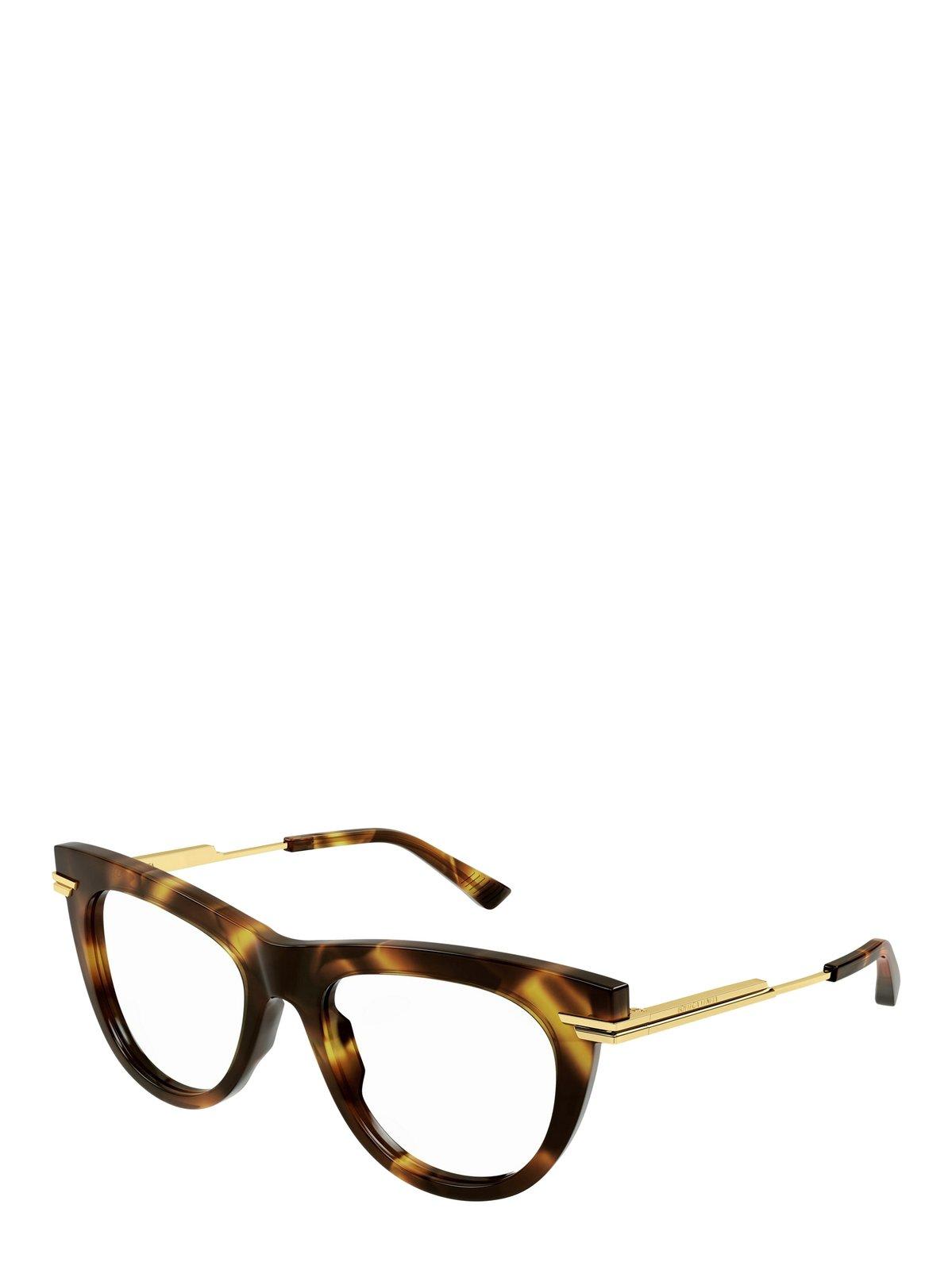 Bottega Veneta Cat-eye Sunglasses In 002 Havana Gold Transpare
