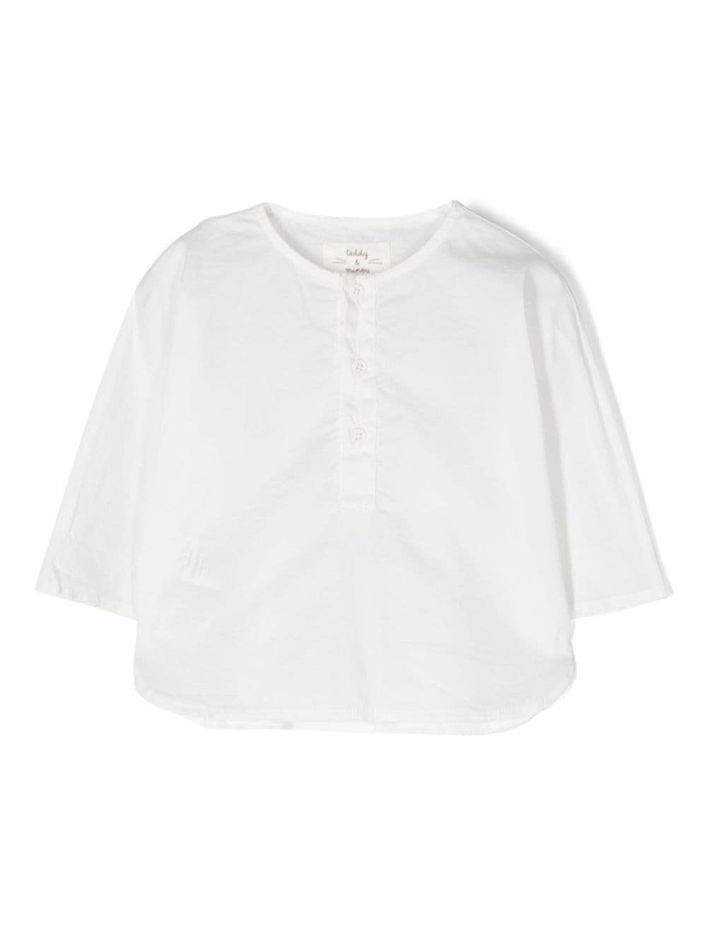 Teddy &amp; Minou Babies' Shirt With Cropped Sleeves In White
