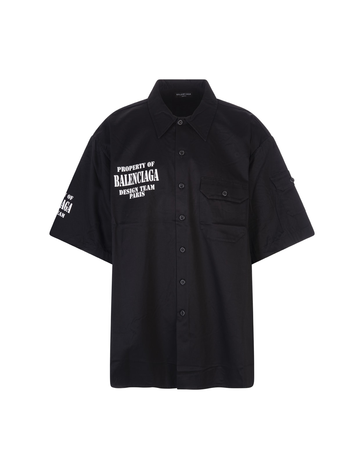 Balenciaga Man Property Black Short Sleeve Shirt With Pocket
