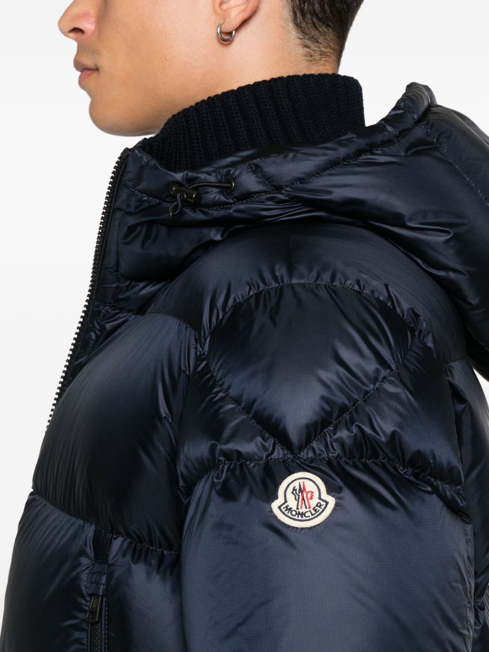 Moncler Hooded Zip-fastening Coat In Blue