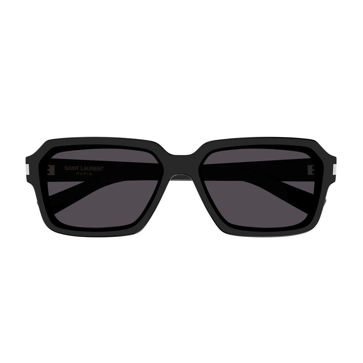 Shop Saint Laurent Square Frame Sunglasses In 001 Black Black Black