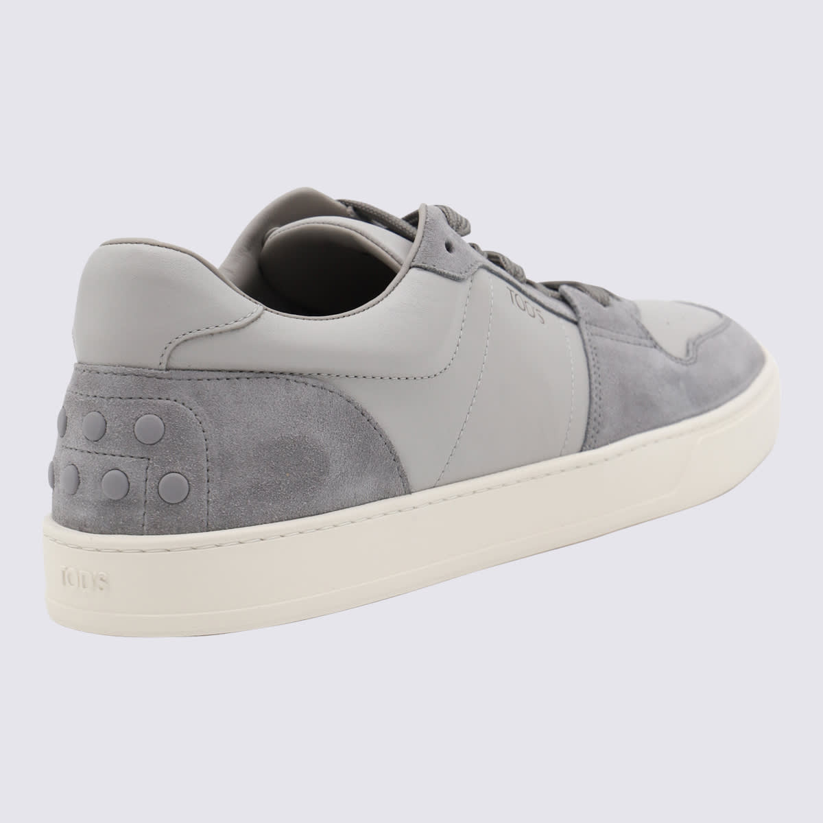 Shop Tod's Grey Leather Sneakers