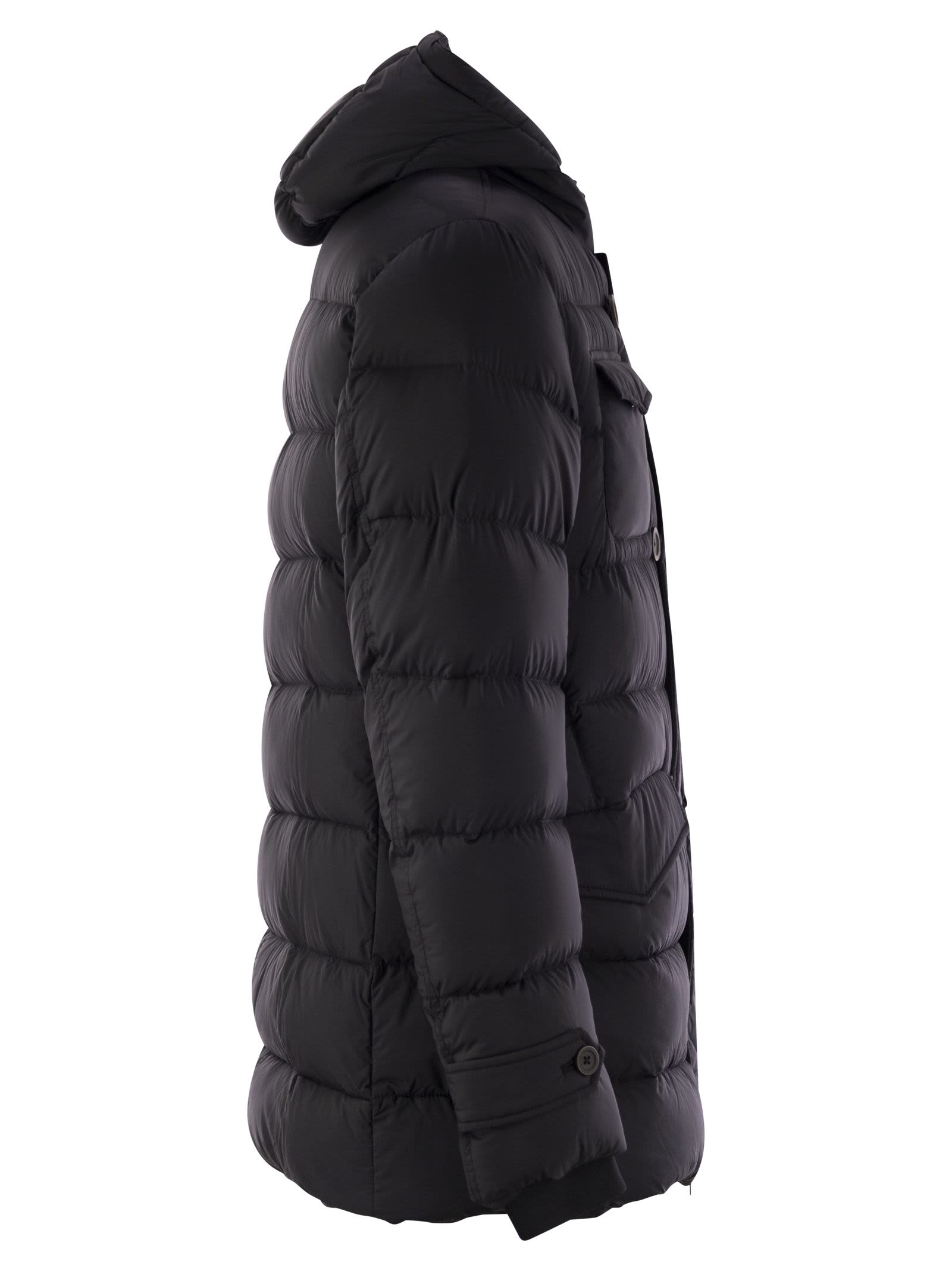 Shop Herno Eskimo - Hooded Down Jacket In Black