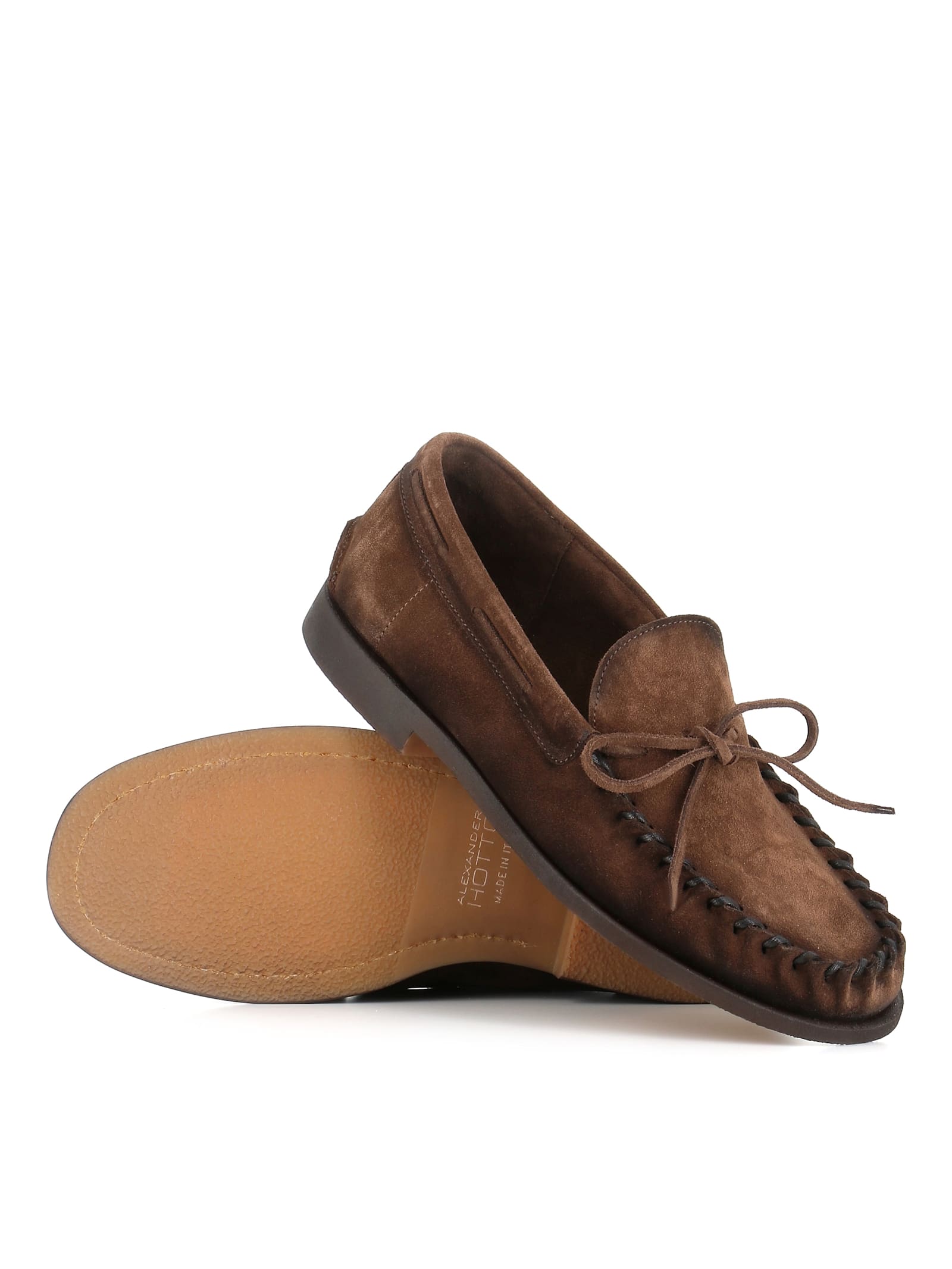 Alexander Hotto Suede Moccasin Loafers In Brown