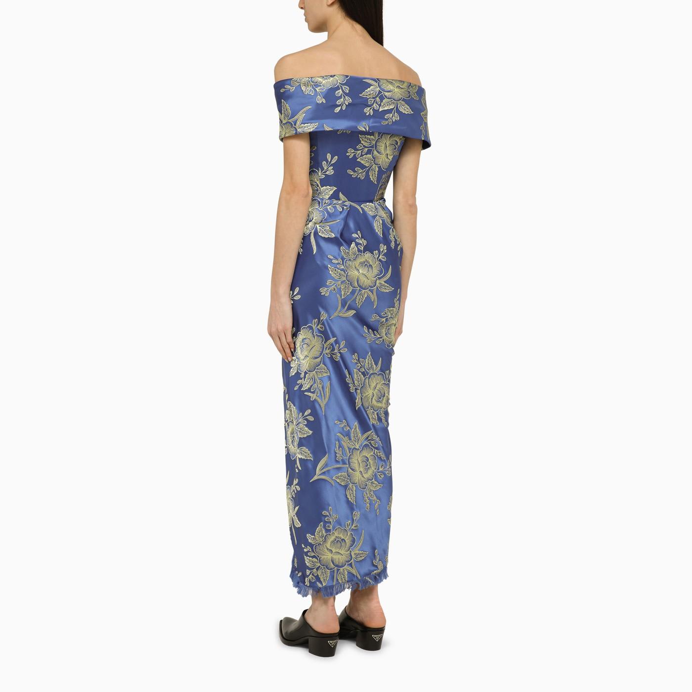 Shop Etro Silk-blend Cocktail Dress With Draping In Blu