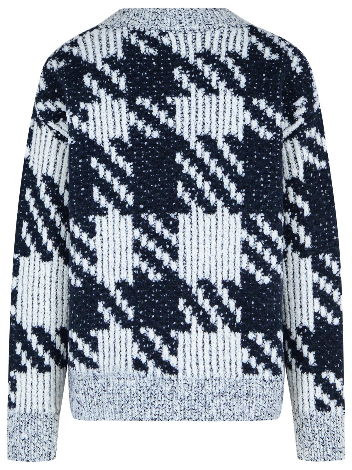 Dries Van Noten Chunky Knit V Neck Sweater With Textured Pattern In Multi