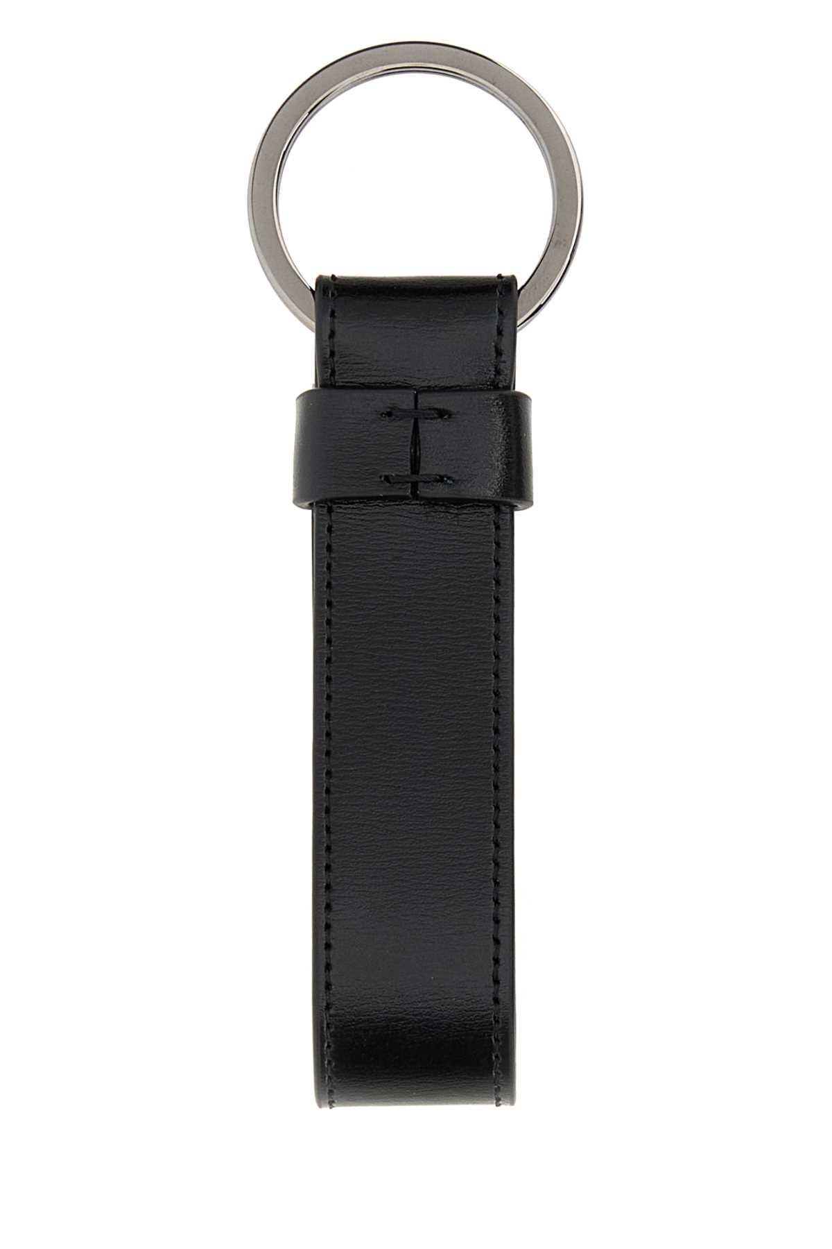 Shop Tod's Black Leather Keyring In Altraversione