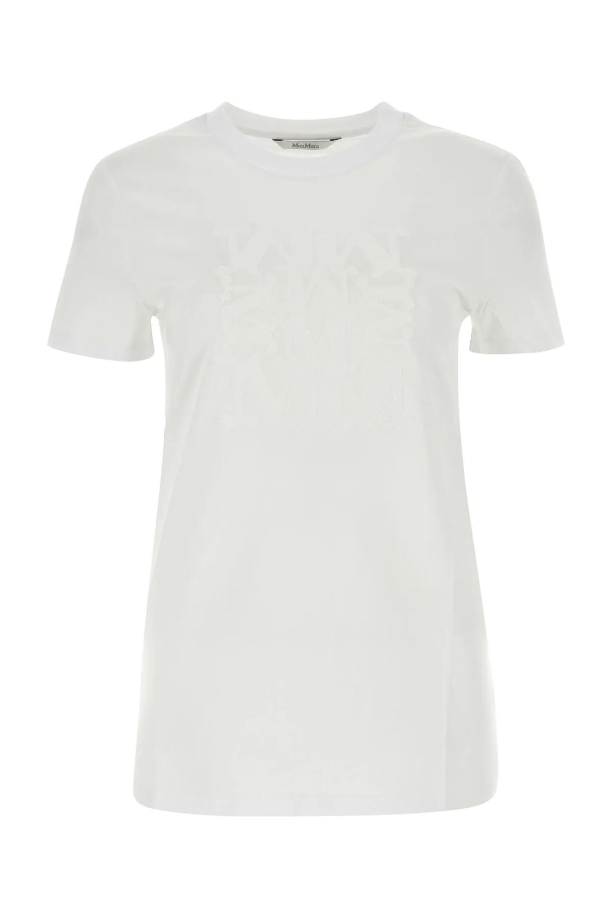 Shop Max Mara White Cotton Taverna T-shirt In Bianco