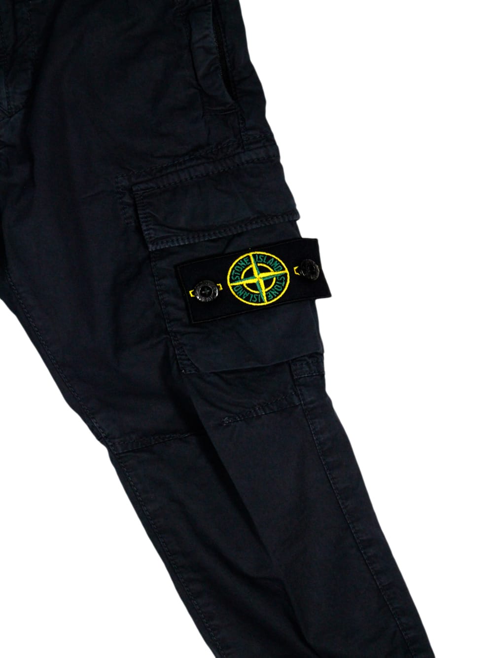 Shop Stone Island Stretch Cotton Cargo Trousers With Pockets And Logo On The Leg Pocket In Blu