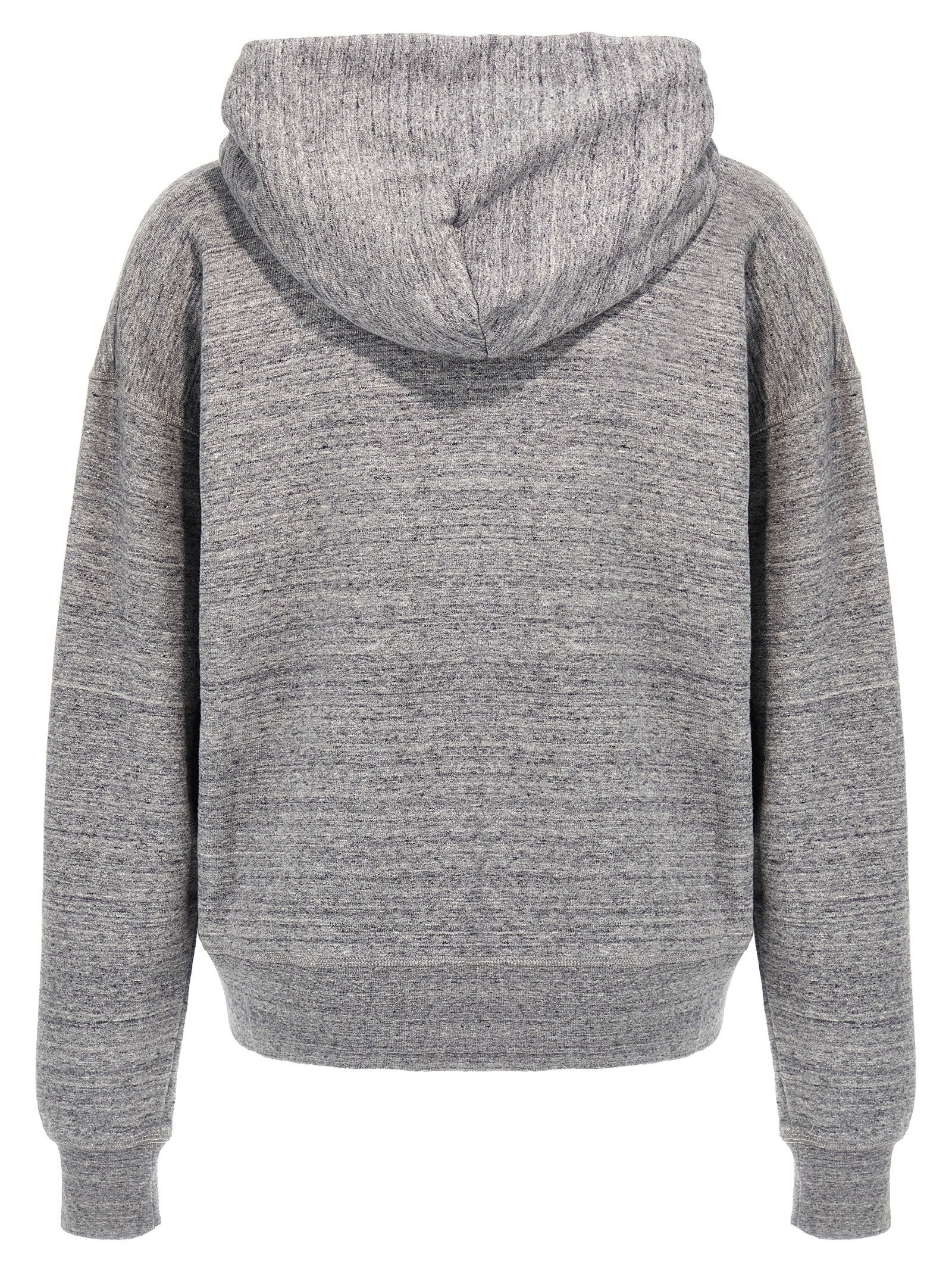 Dsquared2 Hooded Kangaroo Pocket Sweater With Ribbed Cuffs In Gray