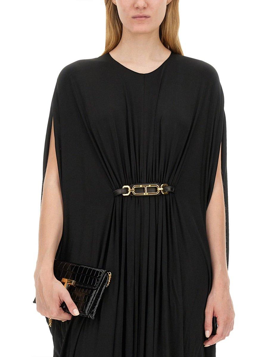 Shop Tom Ford Satin Stretch-jersey Kaftan Dress In Black