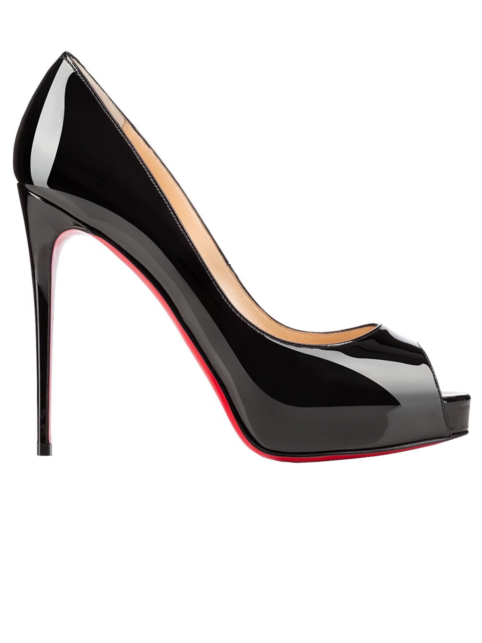 Christian Louboutin New Very Prive 120 Black Patent Leather Open Toe
