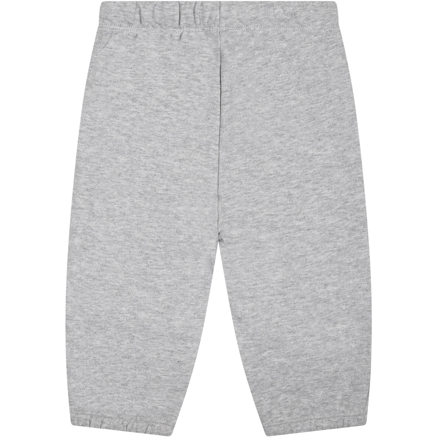 Shop Stella Mccartney Gray Trousers For Baby Boy With Shark Fin Print In Grey