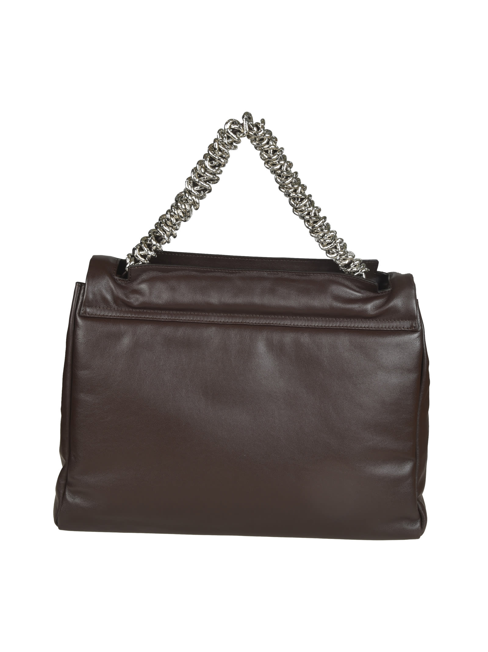 Shop Orciani Chain Logo Flap Shoulder Bag In Cioccolato