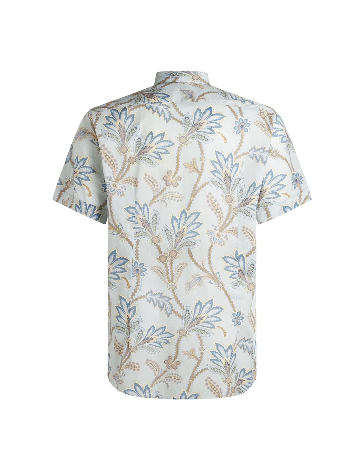 Shop Etro Light Blue Printed Cotton Shirt