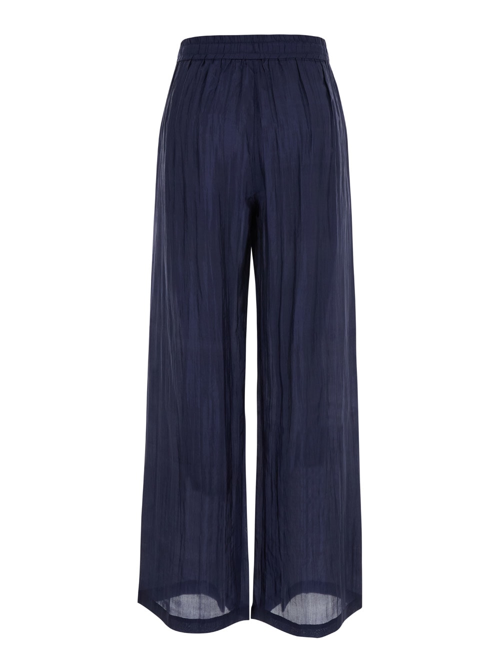 THE ROSE IBIZA BLUE PALAZZO PANTS WITH DRAWSTRING IN SILK WOMAN 