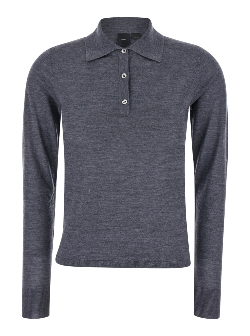 liquoroso Grey Long-sleeve Polo Shirt In Wool Woman