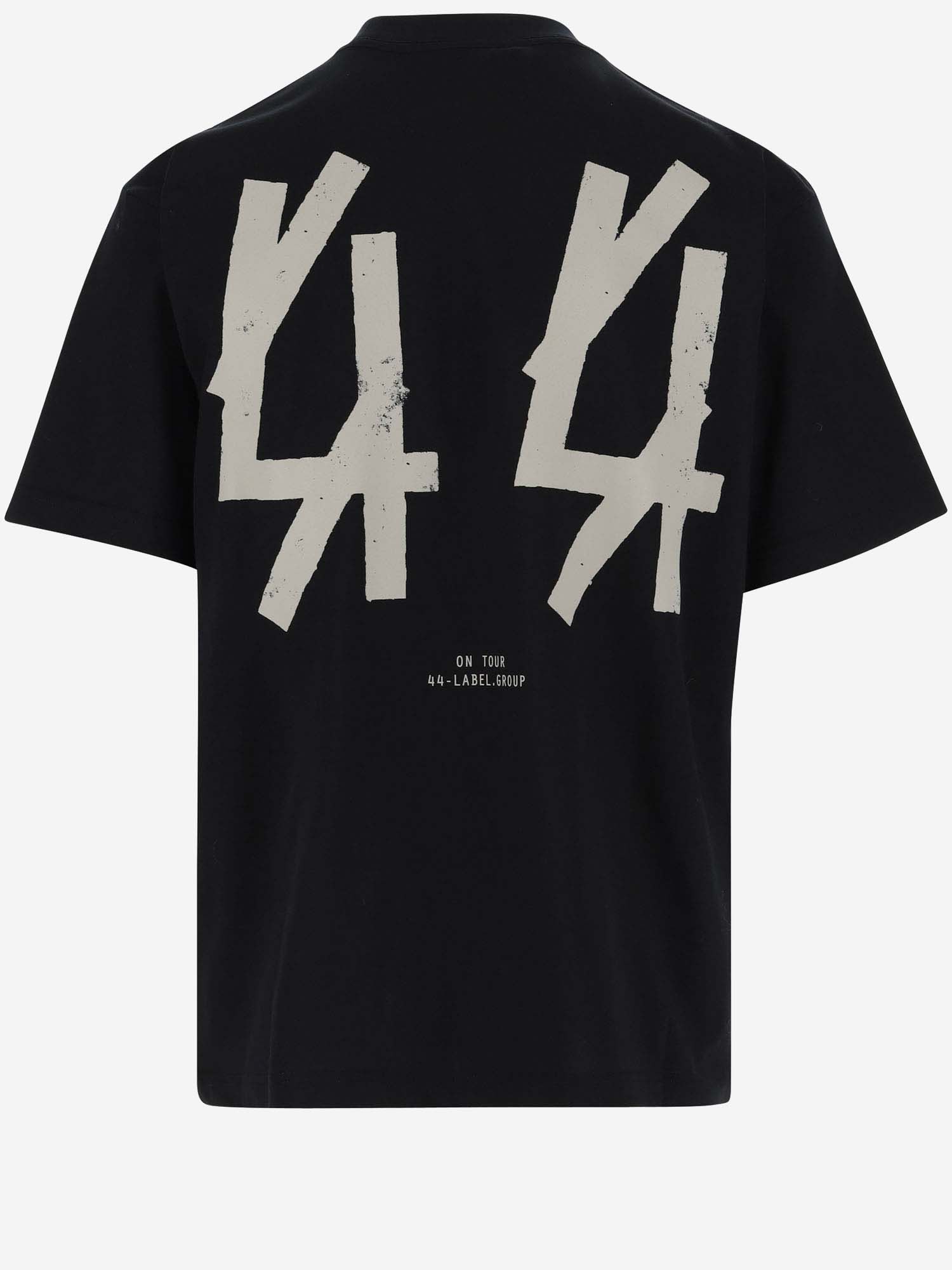 Shop 44 Label Group Cotton T-shirt With Graphic Print And Logo In Black + Aaa Print