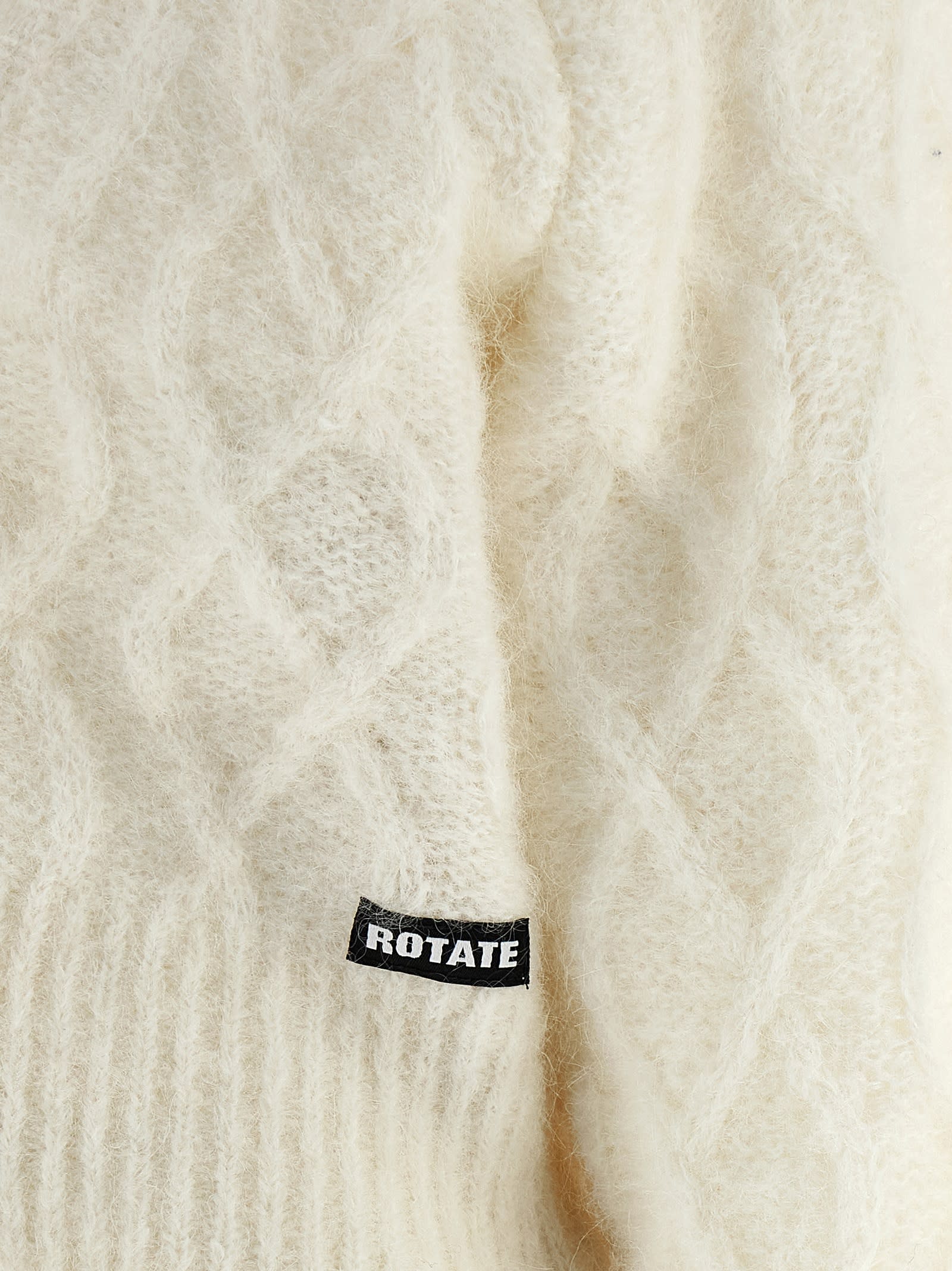 Rotate Birger Christensen Fluffy Knit Cardigan In White