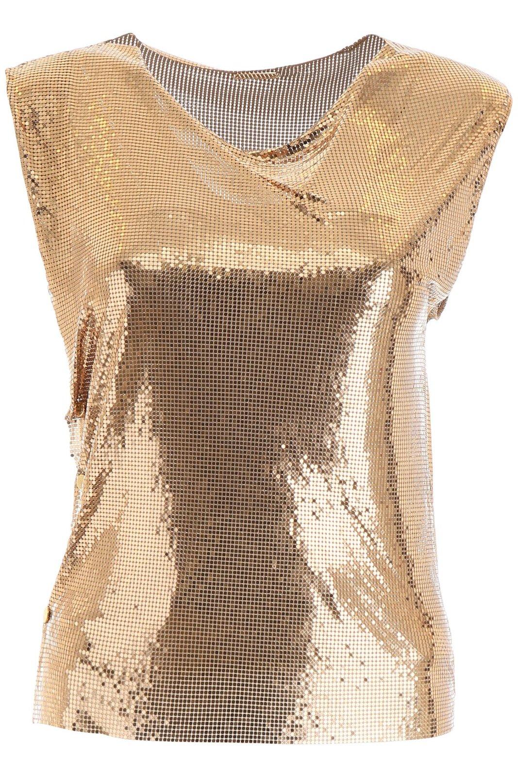 Shop Rabanne Sleeveless Chainmail Top In Golden
