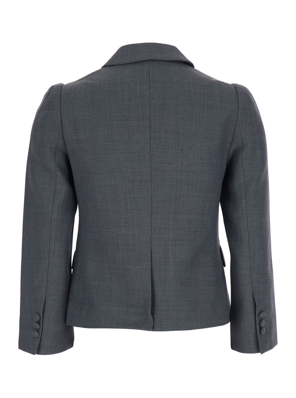 Shushu-tong Grey Jacket With Notched Revers And V Neck In Wool Blend Woman In Gray