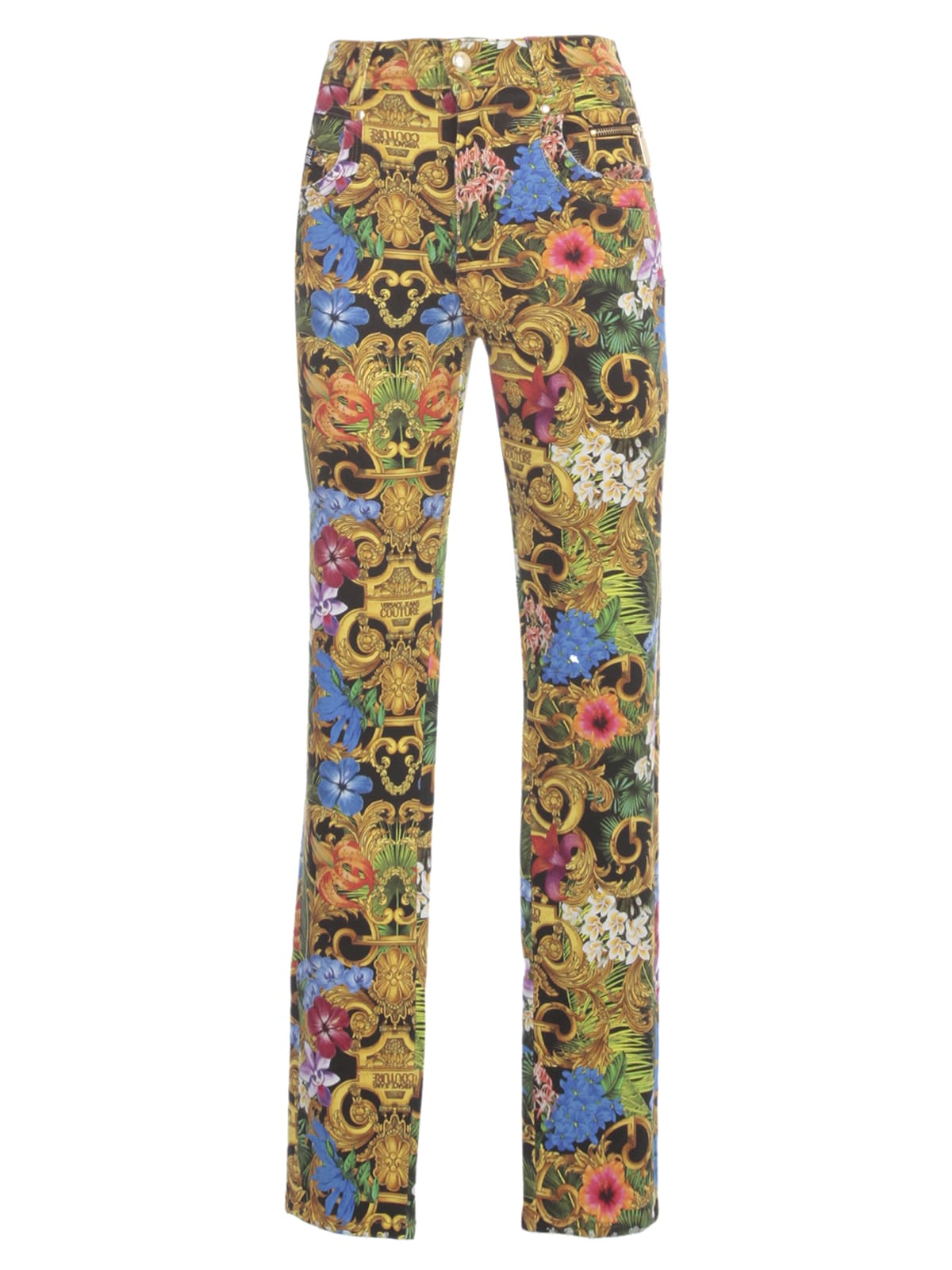 Versace Jeans Couture Jeans Skinny Baroque Printing In Multicolour