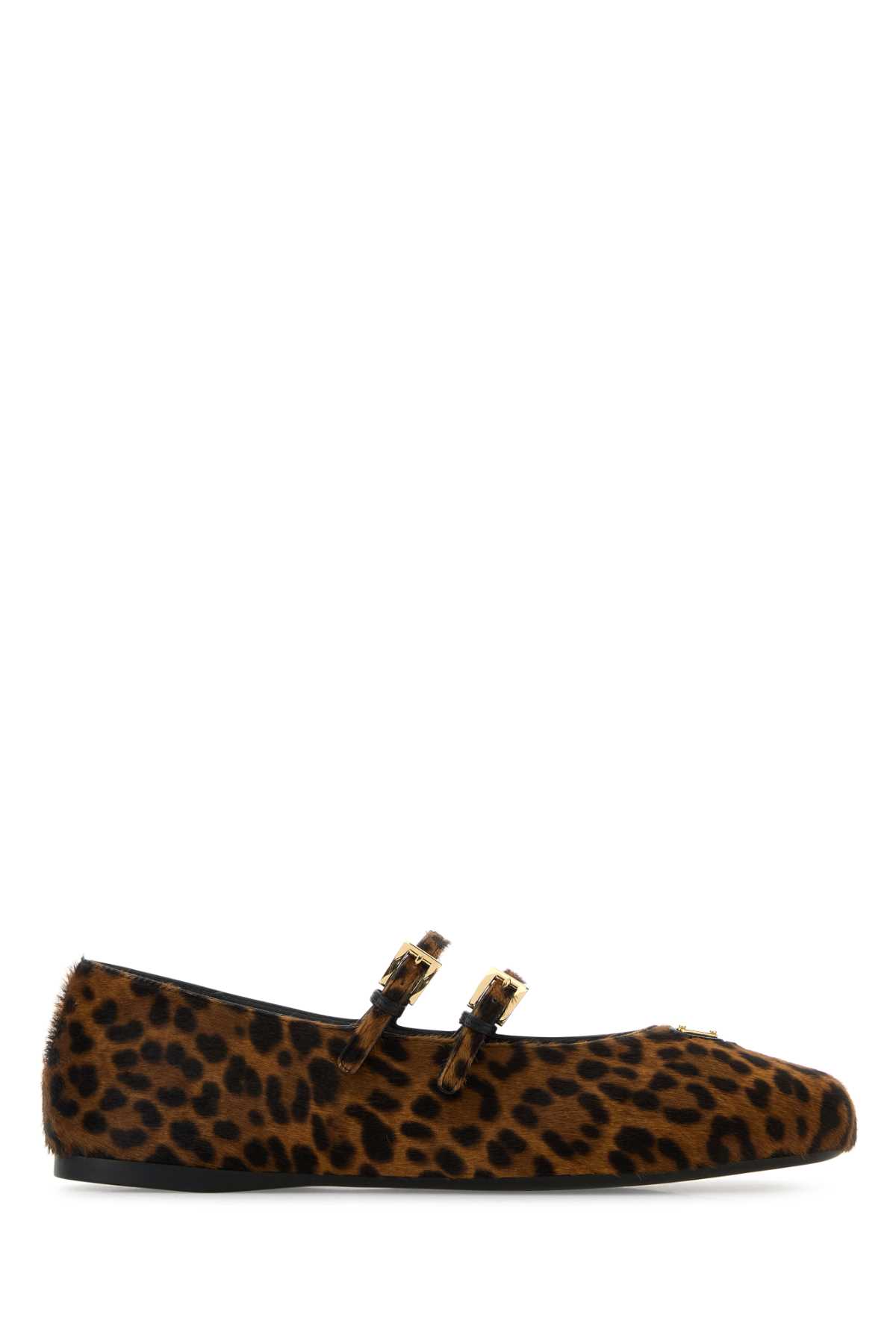 Prada Printed Calf Hair Ballerinas In Brown