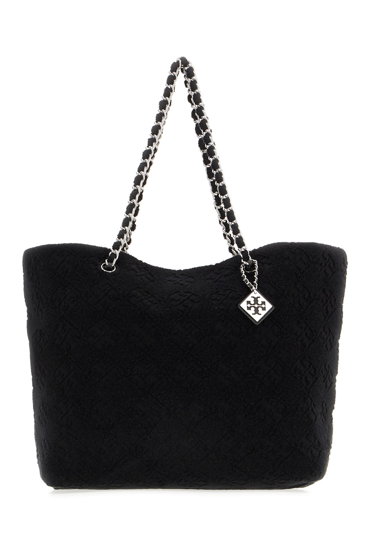 Tory Burch Black Stretch Cotton Blend Ella Shopping Bag